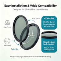 Filtre polarisant circulaire CPL ultra-mince en verre optique avec cadre en alliage d'aluminium, personnalisé OEM, 37-95 mm, 52 mm/49 mm, étanche pour appareil photo