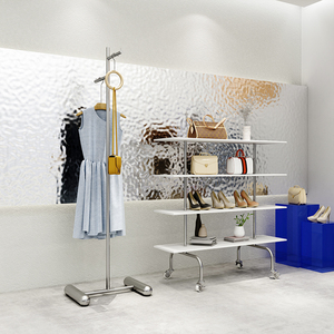 Scaffale appendiabiti da parete in acciaio inossidabile Dy Simple Stable, espositore per vestiti e <span class=keywords><strong>scarpe</strong></span> <span class=keywords><strong>con</strong></span> ripiano piccolo - Product Image 1