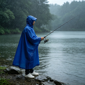 Impermeable de PVC Azul Grueso para Adultos, Traje de Lluvia Reutilizable Resistente para Trabajo al Aire Libre en Lluvia Intensa - Product Image 3