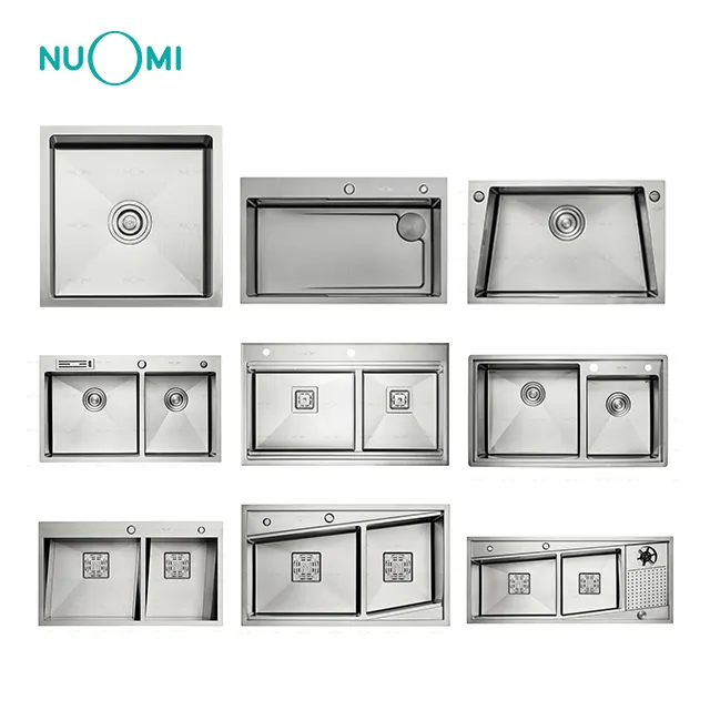 NUOMI DONNE Undermount Single bowl Double bowl Stainless Steel 304 handmade Kitchen Sink with Drainer for cabinet