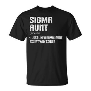 T-shirt Sigma Aunt Humor, design alla moda con scritta Cool Auntie, nera, vestibilità unisex - Product Image 1