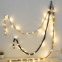 Guirlande lumineuse corde de chanvre B/O, flexible, à piles, éclairage décoratif d'extérieur et d'intérieur