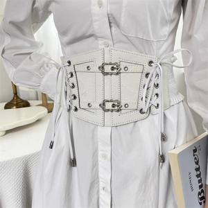 Ceinture élastique pour femme, style rétro européen et américain, en dentelle noire, en polyester/coton, fine, décontractée, cintrée, unie, tissée, pour les fêtes - Product Image 3