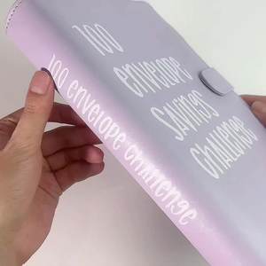 100 Enveloppe <span class=keywords><strong>Challenge</strong></span> A5 Livre à main en cuir PU 100 feuilles Livre de budget financier à feuilles mobiles Macaron Plan mensuel hebdomadaire - Product Image 6