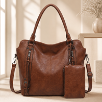 Sac à bandoulière pour femme, sac de créateur 2-en-1, texture cuir huilé, grande capacité, sac à main en cuir PU, mode, OEM ODM, vente en gros, 20 pièces