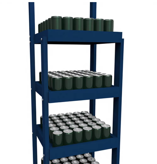 Apache Modern Pine Wood Floor Stand Cocktail Display Stand with Metal Shelves Wheels for Canned Food Easy Assembly Packed Carton — view 3