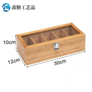 Caja de almacenamiento de bolsitas de té de madera con divisores, caja de embalaje pequeña rectangular para bolsitas de té, embalaje general - Product Image 4
