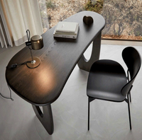 Bureau à domicile en bois massif français, bureau d'étude, bureau de travail, établi de designer, bureau d'ordinateur noir haut de gamme