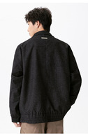 Design personnalisé OEM Nouveau blouson bombardier haut de gamme rétro simple et décontracté avec fermeture à glissière teint en noir pour hommes