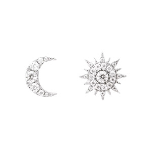 Sun Moon Star Diamond Stud Earrings S925 Silver Round Brilliant Cut Unisex Everyday Wear - Product Image 1