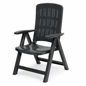 Fauteuil de jardin pliable en plastique anthracite 59x61x104 cm, chaise inclinable d'extérieur - Product Image 1