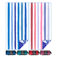 Recycled Materials Super Absorbent Travel Towels Sand Resistant Quick Dry Stripe Beach Towel Microfiber