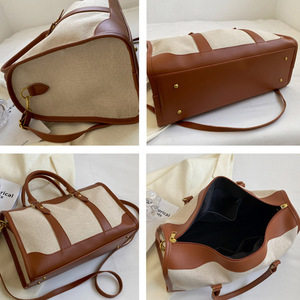 Custom Premium <strong>Carry</strong> <strong>on</strong> Weekend <strong>Bags</strong> Large Capacity Cross Body Canvas Travel Duffel <strong>Bag</strong> With Leather Straps &amp; Zipper for Outdoor - Product Image 4
