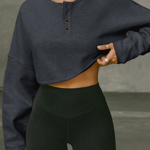 Sudadera con Capucha para Mujer, Estilo Y2K, Color Sólido, Corte Ajustado, Tejida, Manga Larga, con Botones, Nueva Colección de Otoño, Alta Calidad, Venta al Por Mayor - Product Image 4