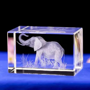 3d incisione Laser cubo di cristallo sublimazione animali di cristallo elefante Souvenir artigianato san valentino ornamenti di nozze regali