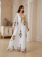 Robe Abaya musulmane de Dubaï avec paillettes et broderies |   Robe de soirée longue à manches longues pour femmes arabes, tenue de fête