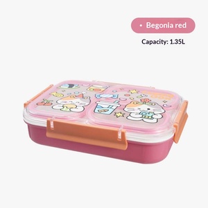 Boîte à lunch en plastique avec quatre fermoirs latéraux, étanche et anti-fuite, pour étudiants et employés de bureau - Product Image 4