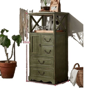 Rustic Solid Wood Cabinet, Vintage Green Storage <strong>Unit</strong> for Living Room, Dining Room - Product Image 6