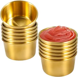 Mini tazas de Salsa de acero inoxidable de 40/50/80/100/200/300ml, plato de cocina, tomate, ensalada, aliño, contenedor, bandeja para aperitivos