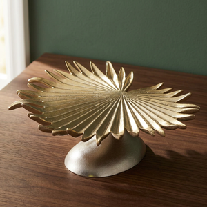 Modern Luxe Serving Gold Aluminum Palm Leaf Decorative <b>Stand</b> for Home Decoration Jaffsexports JE509 - Product Image 4