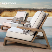 Ensemble de canapés de jardin DEPHOON en teck moderne, résistant à l'eau, protection solaire, durable, pour jardin, villa, cour, patio