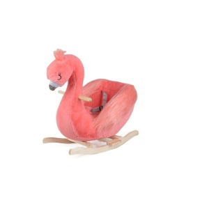 حصان هزاز للأطفال مع قاعدة خشبية وتصميم مخملي للأطفال بعمر سنة واحدة - Product Image 1