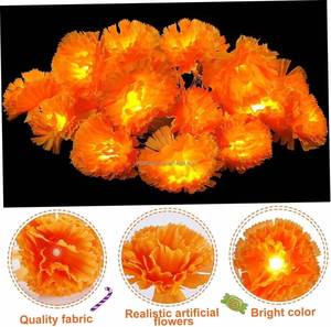 Diwali <b>Garlands</b> Faux <b>With</b> Led <b>Light</b> Artificial Marigold Flowers <b>Lights</b> - Product Image 3