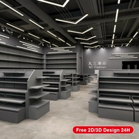 Étagère de présentation moderne en métal pour magasin de beauté, présentoir de produits de soin éclairé par LED, unité de rangement inférieure personnalisée