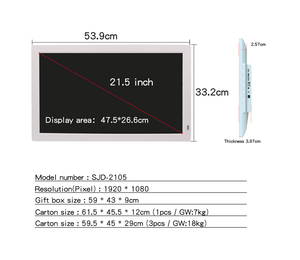 21.5 Inch Wall-Mounted Digital Photo <b>Frame</b> Advertising Player HD 1920*1080P IPS Display 21 Inch Big Size Clock High Definition - Product Image 6
