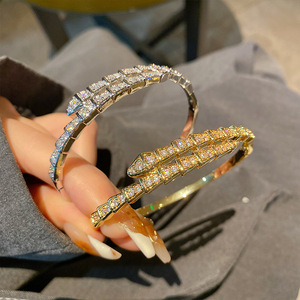 Cross Border <b>Copper</b> Plated Gold Zircon Snake Bangle Micro Insert Jewelry Gift Fashion <b>Bracelet</b> Fall 2024 - Product Image 4