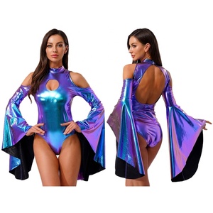 Traje Metálico de una Pieza para Baile Latino, Leotardo, Mono, Ropa de Baile Disco, para Fiestas Temáticas de Baile de Salón - Product Image 2