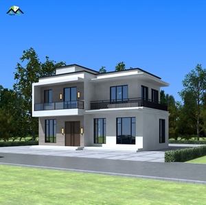 Villa moderna con estructura de acero ligero, grandes ventanas de vidrio y balcón para uso residencial - Product Image 1