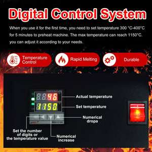 เตาหลอมทองดิจิตอลขนาดเล็ก 1/2/3 กก. 2000F พร้อมเบ้าหลอมกราไฟต์สำหรับดีบุก เงิน ทองแดง และอะลูมิเนียม - Product Image 6