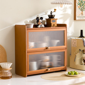 Meuble de rangement de style japonais en bambou Nan, 3 niveaux, pour bureau, cuisine, comptoir à café - Product Image 1