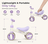 Porteur d'équilibre 4 roues anti-basculement pour bébé, roues silencieuses, trotteur sans pédales, jouet à chevaucher pour 1-3 ans, idéal pour le premier anniversaire