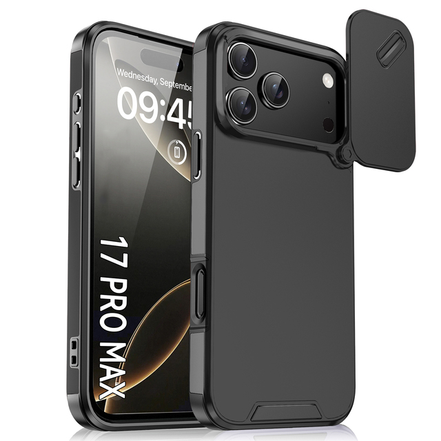Factory Price Dual Layer Luxury Slide Camera Protection Mobile Phone Case Armor Back Cover for iPhone 17 18 Pro Max
