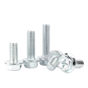 Tornillo de máquina de brida Phillips hexagonal galvanizado de acero al carbono M4 M5 M6 M8 ranura exterior con tornillo de perno de arandela - Product Image 5