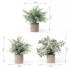 Yiwu Manufacturer Craft Potted Artificial Evergreen Plant 25x25cm <b>Plastic</b> <b>Table</b> Top Decorations for Home Hotel Back School - Product Image 5