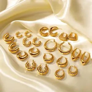 Pendientes llamativos de acero inoxidable chapados en oro de alta calidad, pieza de joyería de moda