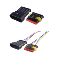 Paire de Connecteurs Automobiles Étanches à 4 Broches - Fiche Mâle Femelle Douille pour Faisceau de Câblage de Conversion HID, Bornes Style AMP