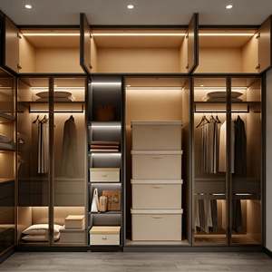 Armoire modulaire sur mesure BALOM, cadre avec porte en verre, éclairage LED, meubles de rangement écologiques - Product Image 4