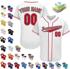 הדפסת בד רשת בייסבול סופטבול ללבוש חולצות מותאם אישית לוגו שם צוות שונה