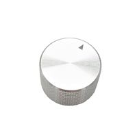 Bouton de commande moleté en aluminium usiné CNC 26x15mm, argenté, pour potentiomètre à axe de 6mm, bouton de volume pour amplificateur audio