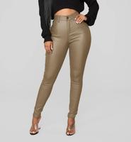 Mallas de piel sintética para mujer, pantalones elásticos de cintura alta, Sexy, para sexo, culo