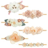 Diademas elásticas con diseño de flores y perlas para niñas y niños, accesorios para el pelo de princesa para recién nacidos
