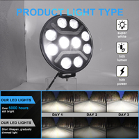 Projecteur LED rond de 9 pouces pour véhicule tout-terrain avec DRL, barre lumineuse LED tout-terrain sur le toit, 12v 24V, camion, remorque, éclairage de conduite