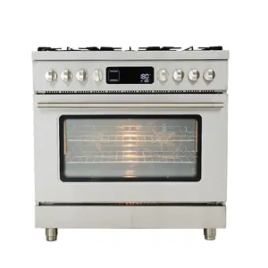 Hyxion-cocina profesional con temporizador de Gas, horno grande con pantalla LED, 40l