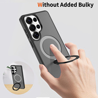Funda de Lujo para Samsung S26 Ultra, Resistente a Impactos, Translúcida, con Acabado Mate, Sensación de Piel, Magnética, con Anillo de Soporte