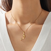 Collier en acier inoxydable plaqué or avec breloque dauphin, délicat et polyvalent, bijoux océaniques exquis, vente en gros TGXL14820