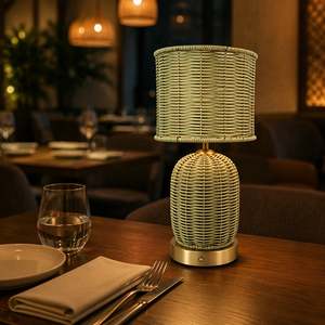 Rattan <strong>Table</strong> Lamp USB Powered Touch Control Stepless Dimming Three Color Night <strong>Light</strong> Modern Minimalist Bedroom Study Office - Product Image 1